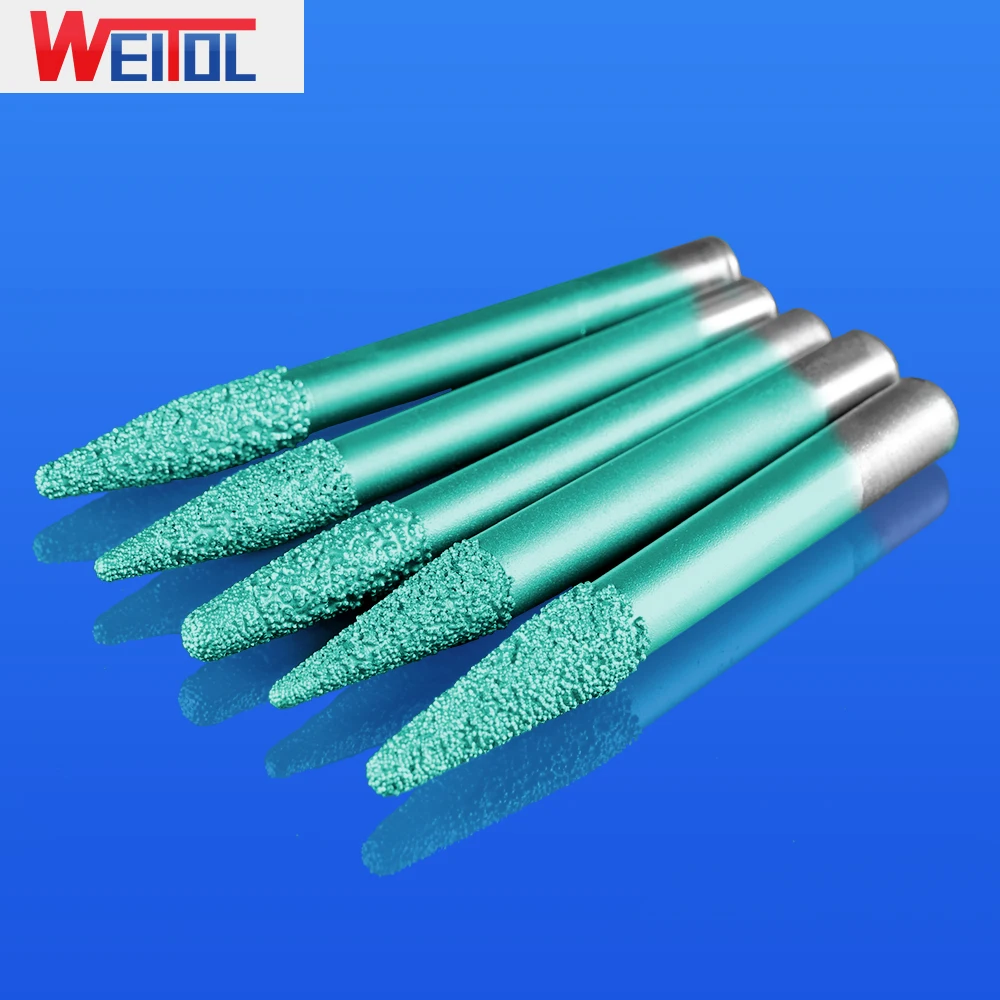 WeiTol1 piece 6/8/10mm Vacuum brazed stone bits CNC marble cutting tools CNC machine stone cutter bits for granite