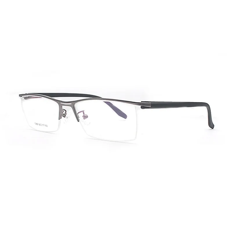 HOTOCHKI Half Rimless Alloy Business Frame Glasses Men Prescription Semi-Rimless Optical Glasses Frame Acetate Temple