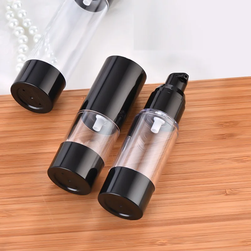 50ml  plastic airless pump bottle with black pump lid for lotion/emulsion/essence/serum refillable portable cosmetic pcking
