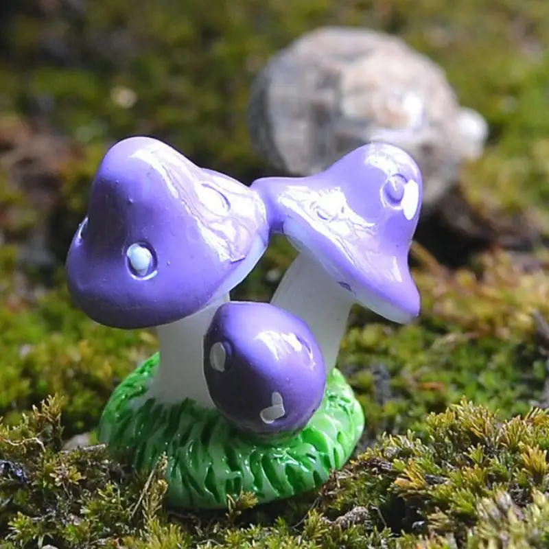 1 Pcs 4 Colors Cute Mini Resin Mushrooms Fairy Garden Ornament Miniature Bonsai Plants Pots Fairy DIY Doll House Diy