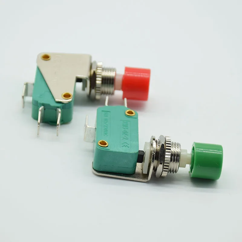 2pcs 3 Pins Red green Signal PushButton Switch 16A 125V/250V AC Momentary  reset Switch SPDT 1 NO 1 NC DS438 KW3-0Z-2