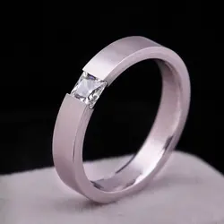 KNOCK Stainless Steel Solid Zircon Ring Engagement Wedding Charm Rings Men Women Never Fade Jewelry