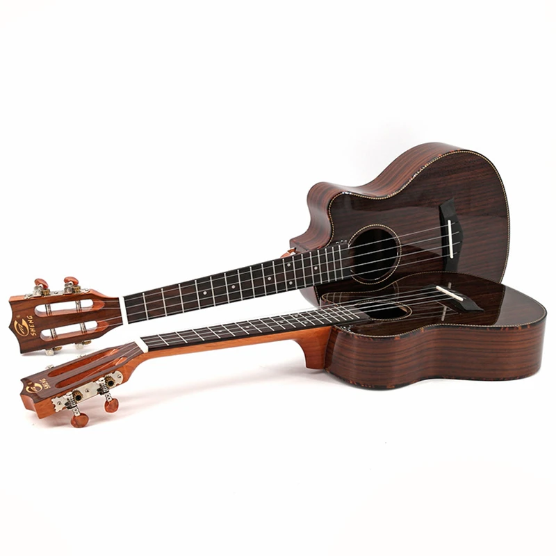 

High Grade Rosewood Mini Travel Guitar, Classic Head Ukelele, 23 ", 26", Full Rosewood Gross Finish, 4 Strings Concert, Tenor Uk