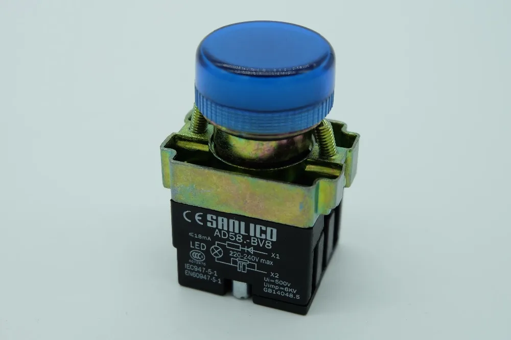 Pilot Indicator Signal Light Lamp with Integral LED SB2 LA68B XB2BV84 Ø22mm