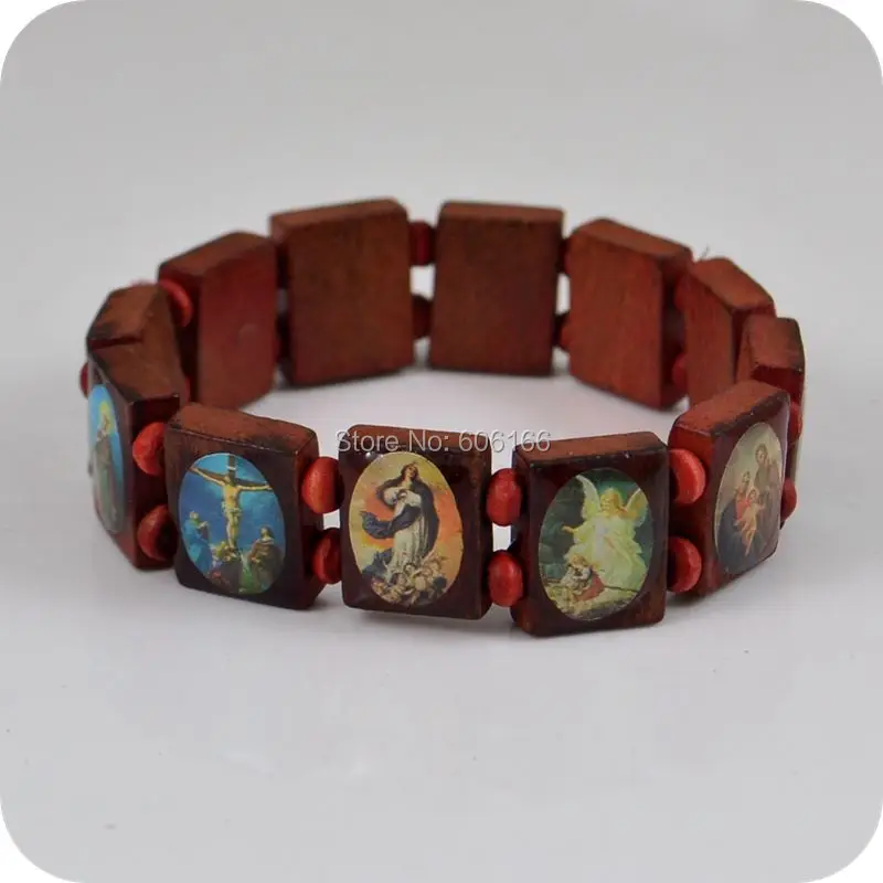 Wholesale 36pc/lot  Wooden Jesus Bracelet Rosary Beads Catholic Orthodox Fashion Religious Jewelry