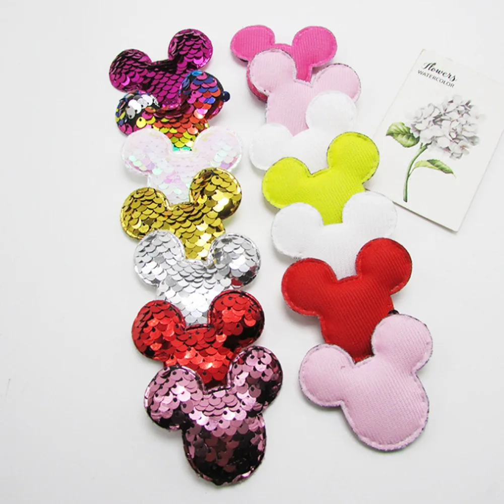 50 pcs/lot Glitter Paillette sequin Heart star Padded Patches Appliques For Clothes Sewing Supplies DIY Craft Decoration