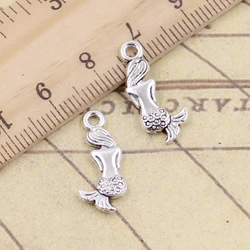 20pcs Charms Lovely Mermaid 21x10mm Tibetan Bronze Silver Color Pendants Antique Jewelry Making DIY Handmade Craft