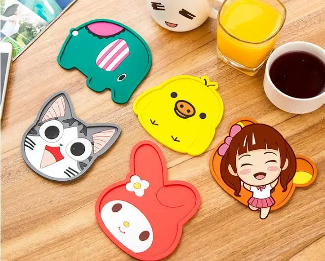 1PC Silicone Insulation Pad Cartoon Felt Antiskid Mat Cup Table Mat Bowl Cup Pads Mat Drink Coaster Placemat NX 024