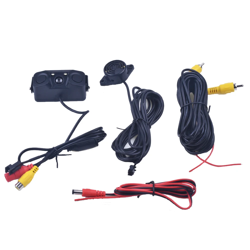 3 IN 1 Video Parking Sensor Car Reverse Backup Rear View Camera with 2 Radar Detector Sensors BiBi Alarm Indicator