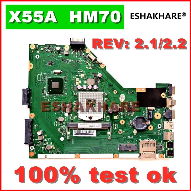 X55A Motherboard REV.2.1/2.2 HM70 Für ASUS X55A Laptop mainboard X55A Mainboard X55A Motherboard 100% test OK