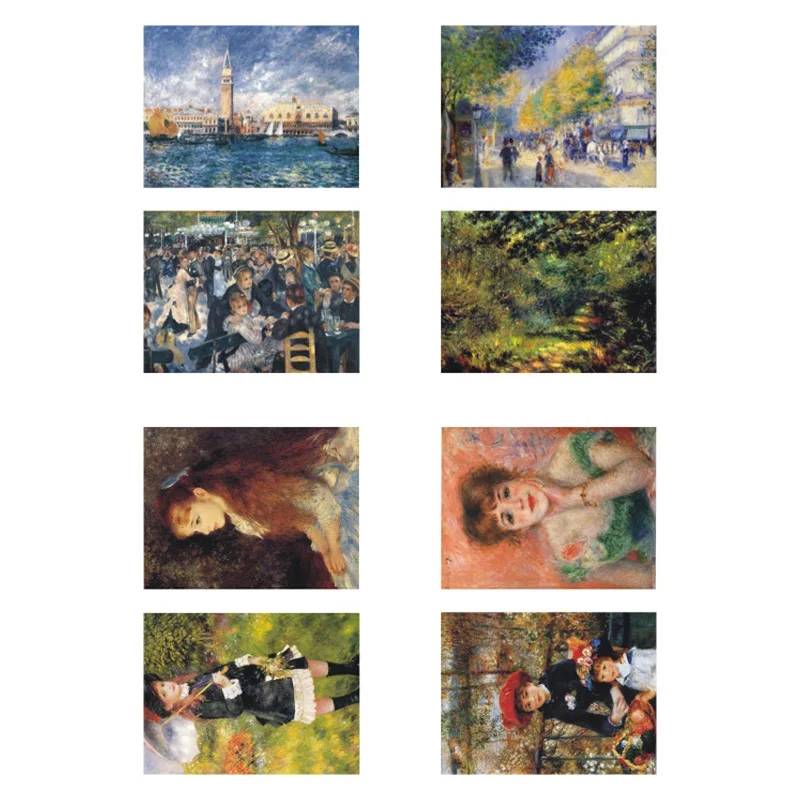 Pintura al óleo famosa de Pierre Auguste Renoir, pegatinas sin cortar para diario, decoración artística, álbum de recortes, 1 unidad