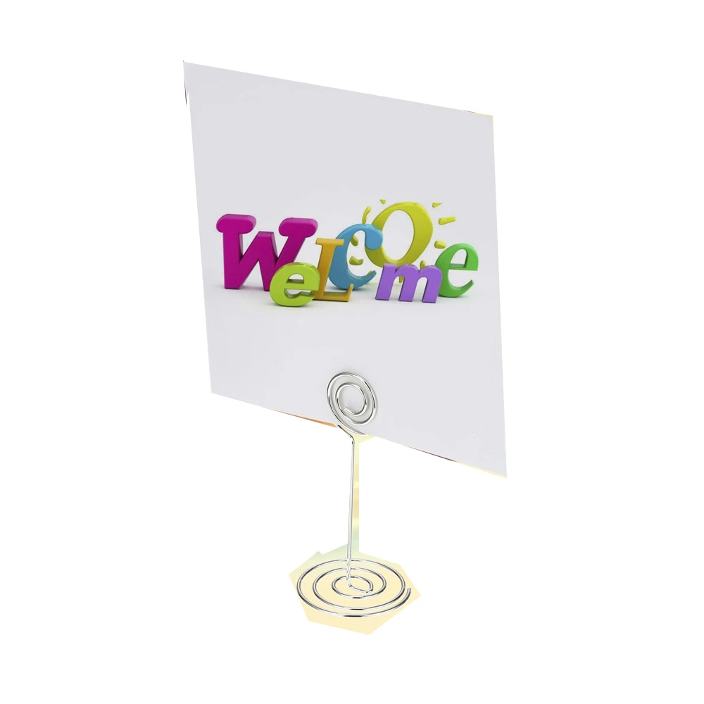 XRHYY 2Pcs Wire Shape Place Card Holder Stand Table Name Number Holders Paper Menu Picture Memo Note Photo Clip Holder Round