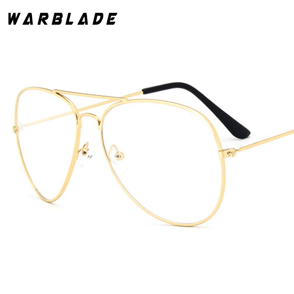 Classic Pilot Glasses Transparent Clear Glasses women Alloy Frame Optics Aviation Eyeglasses Men Lens oculos de sol WarBLade