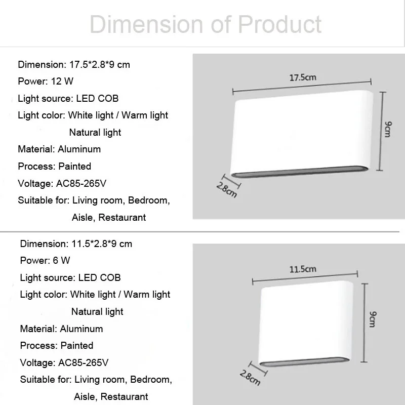 Imagem -02 - Led ao ar Livre Lâmpadas de Parede Ip65 à Prova Impermeável Água Lâmpada de Parede Interior Led Luz da Escada Ac85-ac265v Corredor Luzes de Cabeceira 6w 12