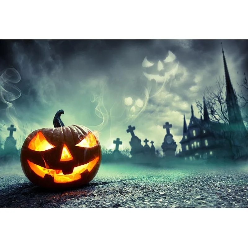 Cenários fotográficos personalizados, dia das bruxas, piso de madeira, lua, tema abóbora, foto, estúdio, fundo ha-244