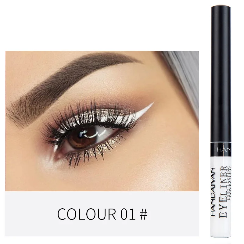 

New Arrival waterproof HANDAIYAN Colourful liquid eyeliner cosmetics 12 colors available easy to wear long-lasting 12pcs/lot