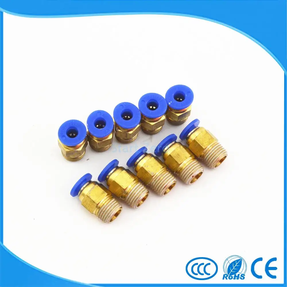 Encaixes pneumáticos rápidos do ar do conector da linha do tubo x 1/8 de 4mm 10 pces PC4-01
