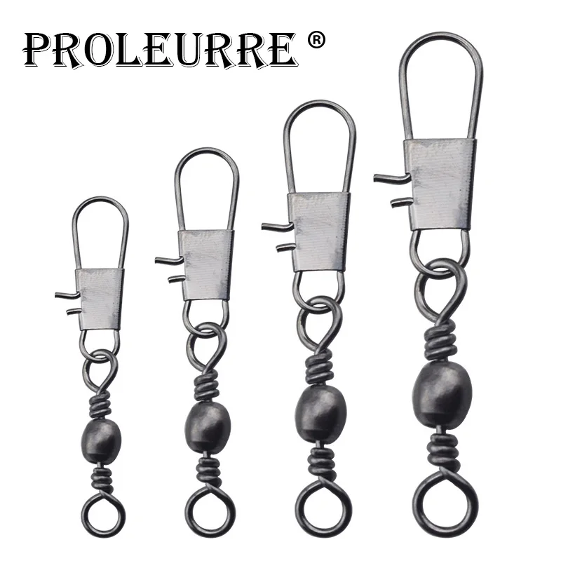 

Proleurre 20pcs/lot Fishing Connector Pin Bearing Rolling Swivel Stainless Steel with Snap Fishhook Lure Tackle Accessorie