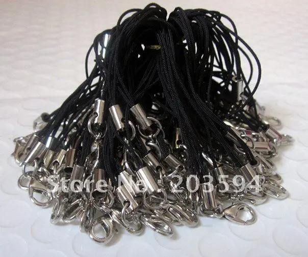 1000Pcs New Black Cell Phone Strap Lariat Lanyard Cord with Lobster Clasp Jewelry Findings 5cm