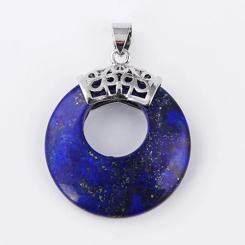 New 1Pc Silver Plated Natural Tiger Eye stone Purple Amethysts Round Hollow Shape Retro Pendant for Necklaces Fashion Jewelry