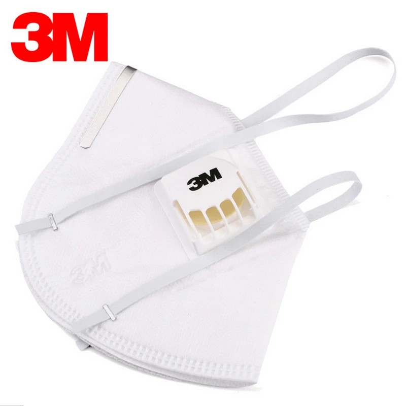 Imagem -02 - Anti Poeira pm 2.5 Máscara Anti Gripe Kn90 Válvula de Respiração Máscara de Filtro de Tecido Não Tecido Dobrável Adulto Máscaras de Segurança Pcs 3m 9001v