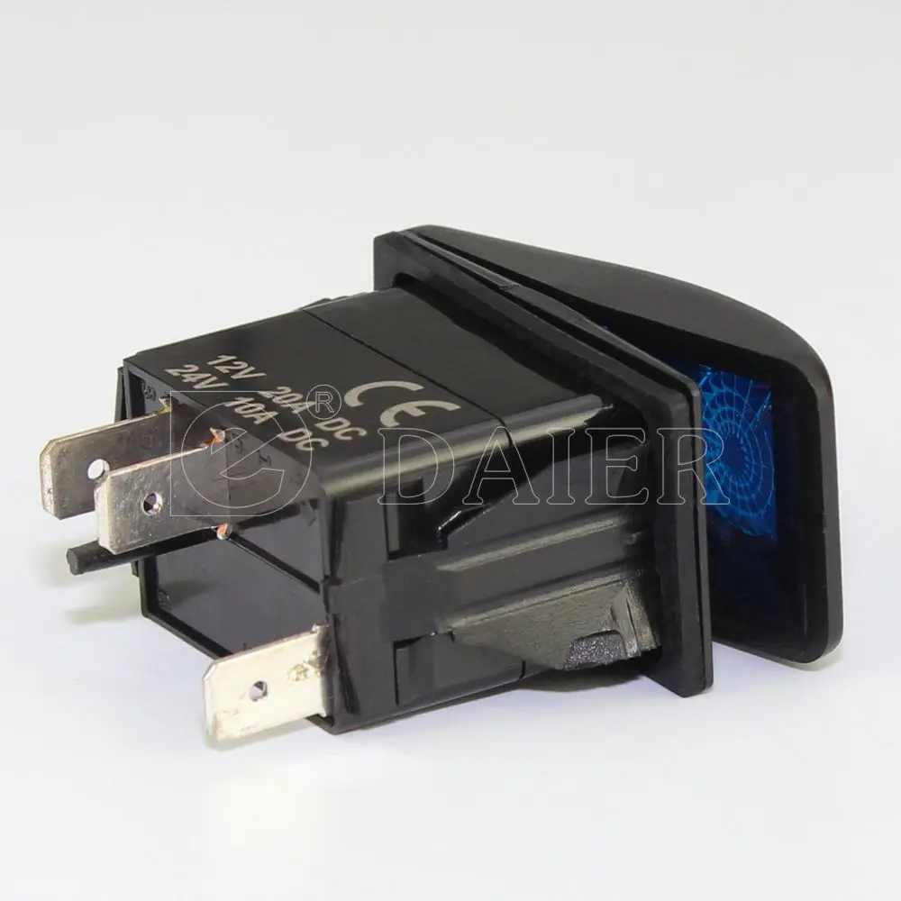 1PCS 20A 12VDC SPST 3Pin ON OFF Waterproof Marine Switch Rocker Single LED Bar Rocker Toggle Switch LED Light Car Boat