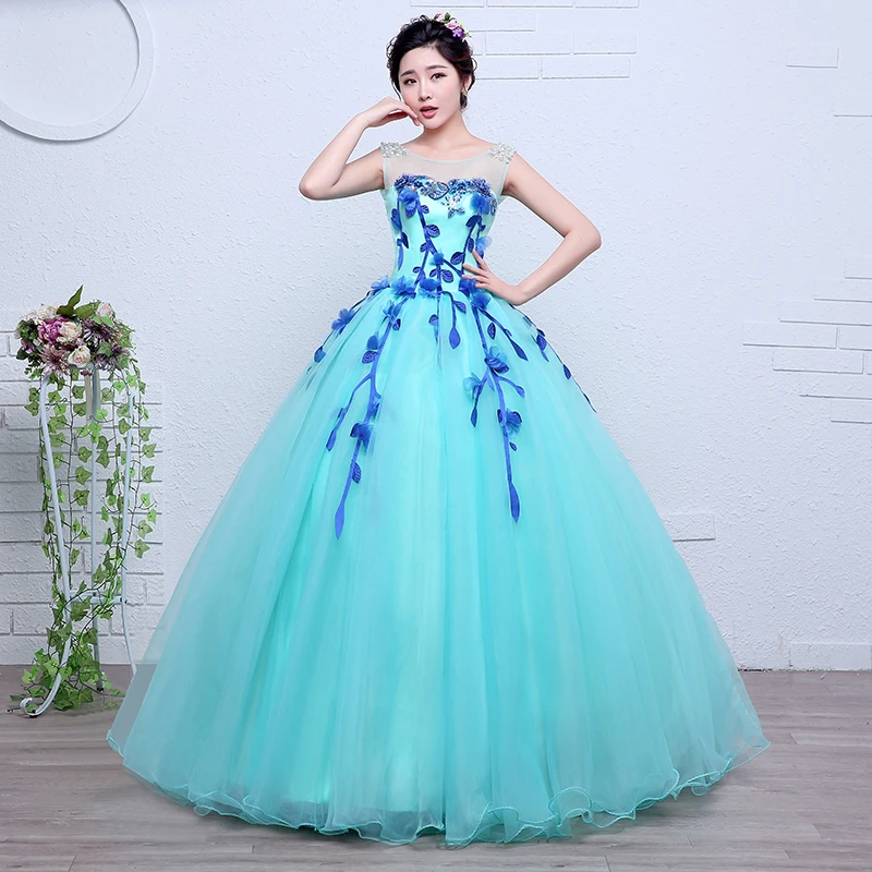 Y&M Novias Blue Quinceanera Dress  O Neck Party Dress Classic Ball Gown Robe De Ball Luxury Prom Dress Plus Size