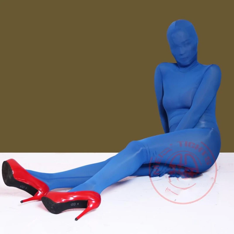 Zentai-Costume de cosplay de scène, collants extérieurs sans couture, transparent, une pièce, manteau complet, haute élasticité, phtalRompers, batterie, corps