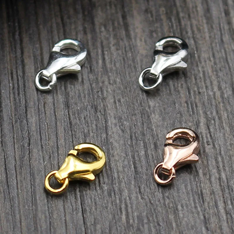 1pc 100% 925 Sterling Silver Lobster Clasps 7/8/9mm Rose Gold/Gold/Silver Color Clasps Hooks Fit Necklace Bracelets DIY Jewelry