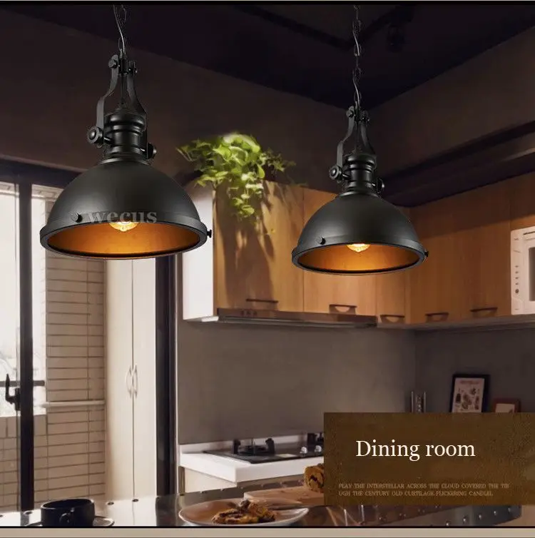 Lámpara colgante Vintage Industrial Retro negra, cadena para Loft, luces colgantes de techo, pantalla de hierro, jaula de Metal, accesorios de cocina