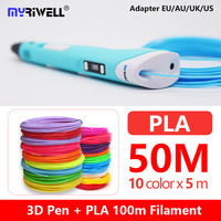 myriwell rp100b 1.75mm PLA 3D Pen LED/LCD Screen 3D Pen 3D Pen +PLA100M Filament Gift For Kids 3D handle  birthday present