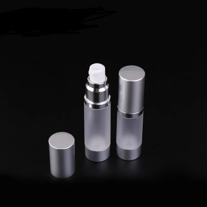 Brand New 100pcs/lot 30ml Clear Frosted Refillable Airless Lotion Pump Bottle With Silver Pump Aluminum Over Cap