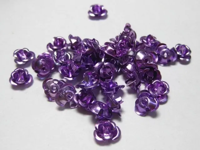 200 Purple Aluminum Metal Rose Flower Beads 8mm Finding