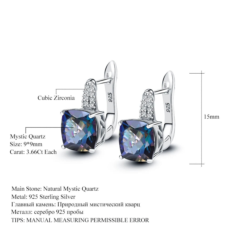 GEM\'S BALLET 7.33Ct Natural Blueish Mystic Quartz 925 Sterling Silver Vintge Gemstone Stud Earrings for Women Fine Jewelry