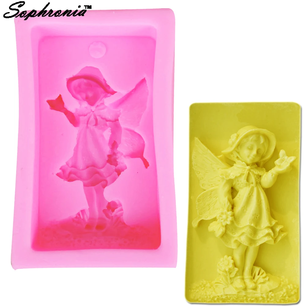 S059 Angel Girl Silicone Soap Molds For Desserts Fondant Gumpaste Candy Chocolate Moulds Baking Form Kitchen Tools Accessory