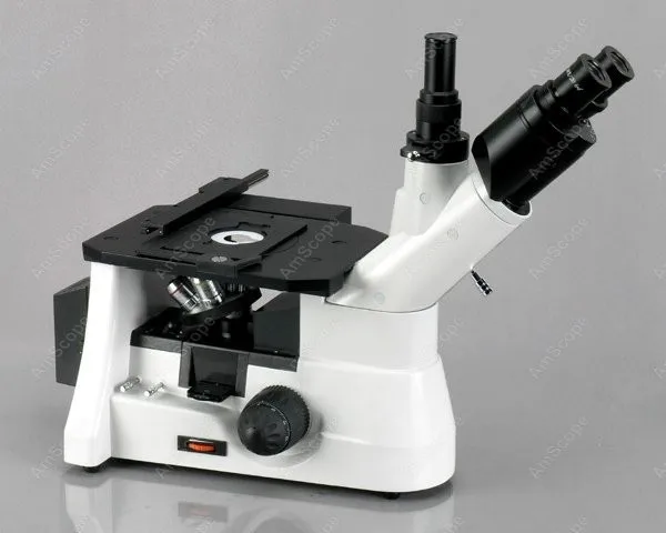 Inverted Metallurgical Microscope--AmScope Supplies 40X-800X XL View Polarizing Inverted Metallurgical Microscope + Camera