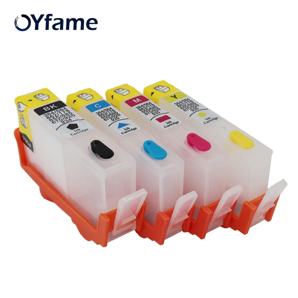 OYfame 4PCS 564 564XL Ink Cartridge For HP 564 564 XL Cartridge refill kit With ARC Chip For HP 3070A 3520 3522 inkjet Printer