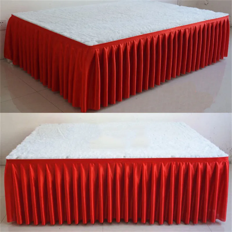 Ice silk chiffon white color wedding table skirt party banquet stage table skirt for table cloth decoration