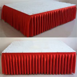 Ice silk chiffon white color wedding table skirt party banquet stage table skirt for table cloth decoration
