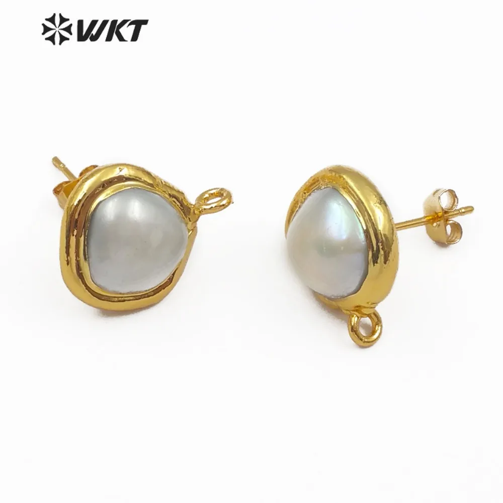 JF301 Natural Freshwater Pearl Earring Finding 10MM Round  Shape Pearl For Women Making Dainty Jewelry Earring Back
