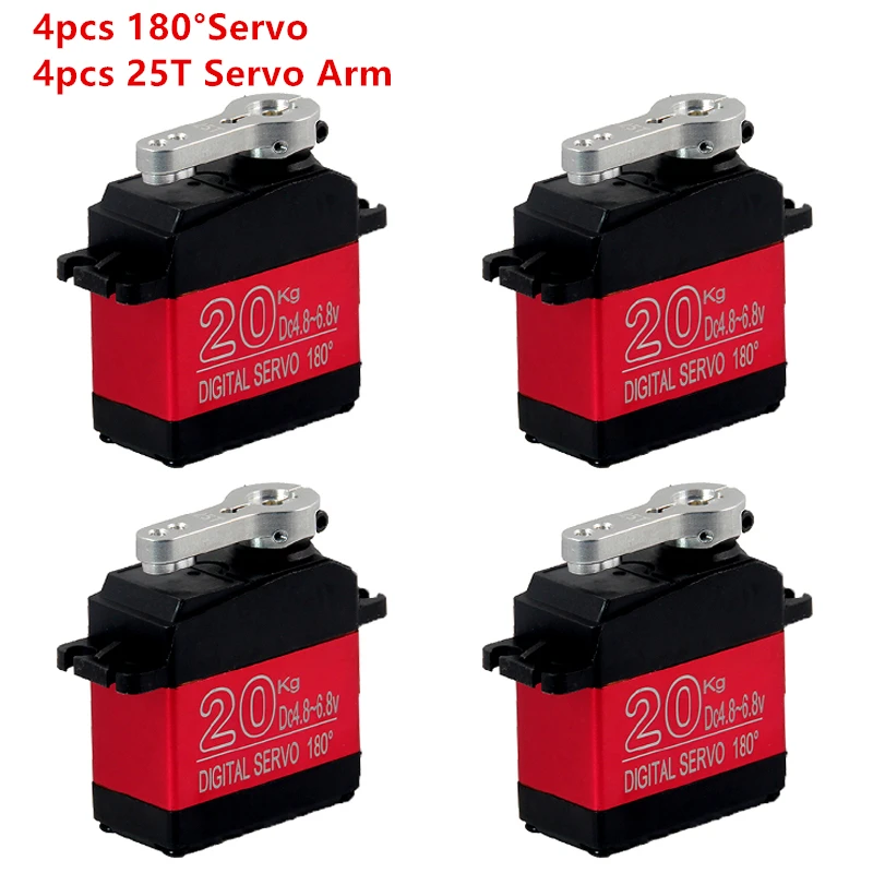 Waterproof 4PCS DS3218 update RC servo 20KG 180 270 degrees full metal gear digital robot servo  for cars RC toys