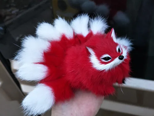 small cute simulation red fox toy polyethylene & furs nine-tails fox doll gift about 16x6x7cm 0961