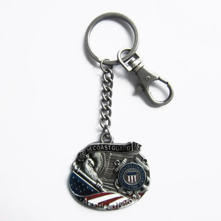 Vintage Hero Coast Guard Metal Charm Pendant Key Ring Key Chain KEYRING-3D038