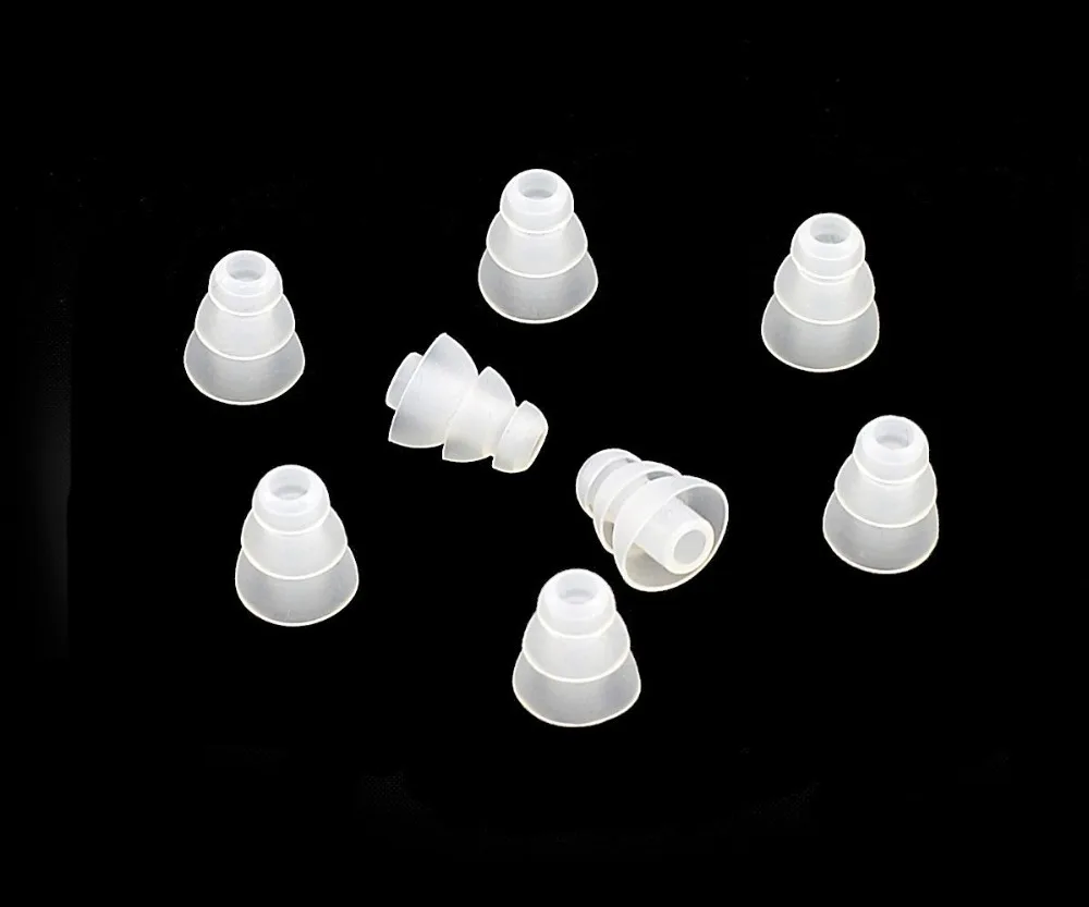 4 Pairs Transparent Small Triple Flange Conical Replacement Silicone Earbuds Compatible With Most In Ear Headphone Brands.