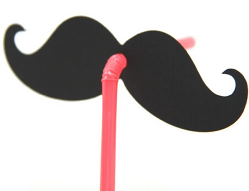 New 50pcs Black Mustache Die Cut With Center Hole for Bendy Straws Party Decoration Wedding Supplies/Favors