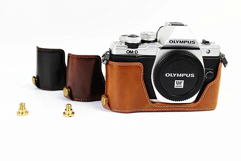 Nowy pół ciała zestaw pokrywa torba na aparat fotograficzny Case dla produktu firmy Olympus E-M10 Mark II EM10 II 14-42mm E-M10 OM-D PU skóra pół