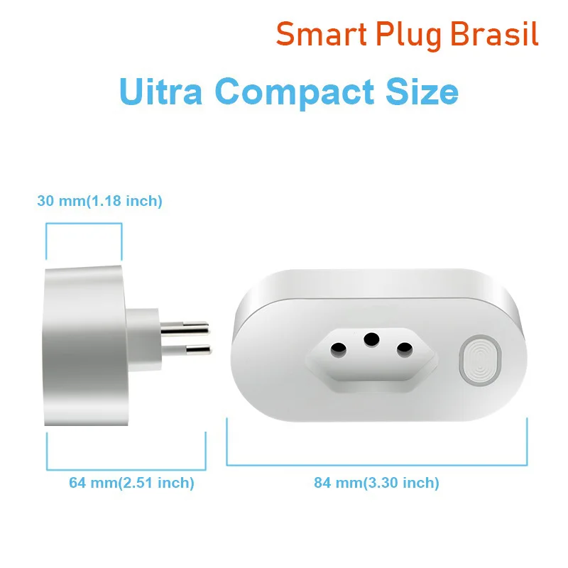 3 Piece Tuya Smart WiFi Socket Brazil Standard 16A Smart Outlet 85-220V Voice Control Via Alexa Google Home Support Type N