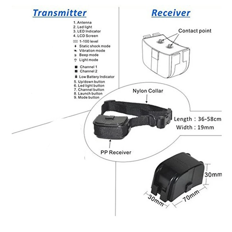 Imagem -04 - Remoto Dog Training Collar Eletrônico com Display Lcd Recarregável Impermeável 100 Níveis de Vibração Choque Parar de Latir 998dr 300m