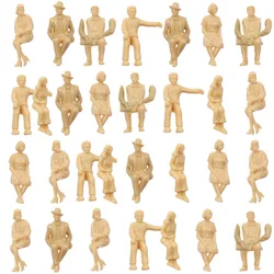 P30SB 30pcs Model Trains Seated 1:30 Unpainted Figures White G Scale Scenery Layout