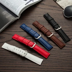 Women Watches bands 14mm 15mm 16mm 17mm 18mm 19mm 20mm Watch Strap Belt smooth Polished steel buckle clasp Black Brown Red White